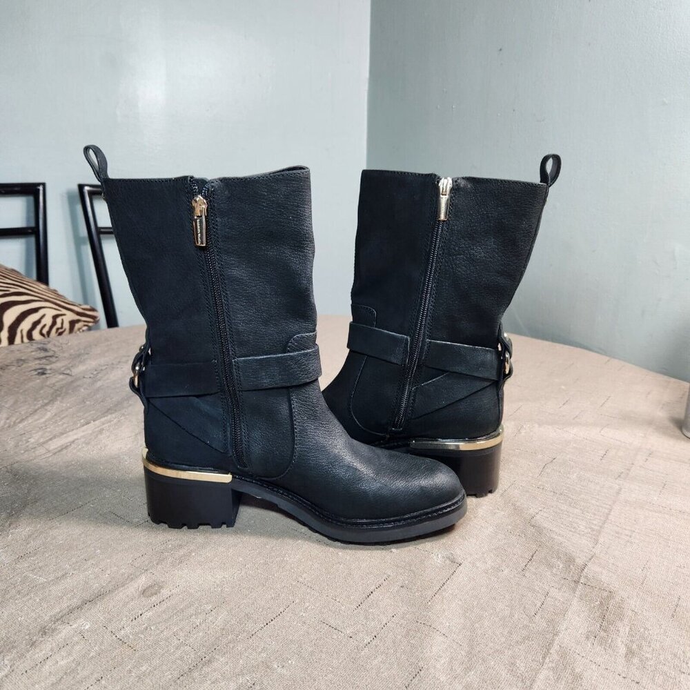 Vince Camuto Women's Size 6.5 M Black Leather Buckle Kerivini Boots (648) - Picture 5 of 7